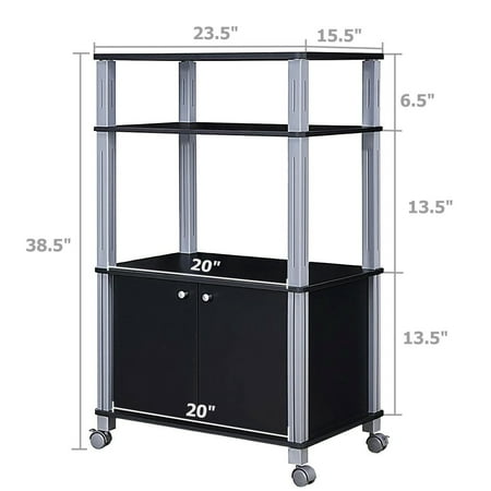 Gymax Bakers Rack Microwave Stand Rolling Storage Cart Multi-Functional Display